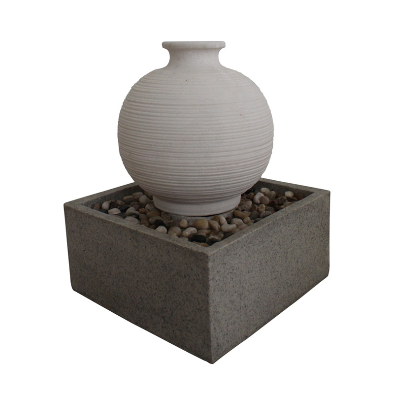 Round Jar with Square Water Feature Led Light
